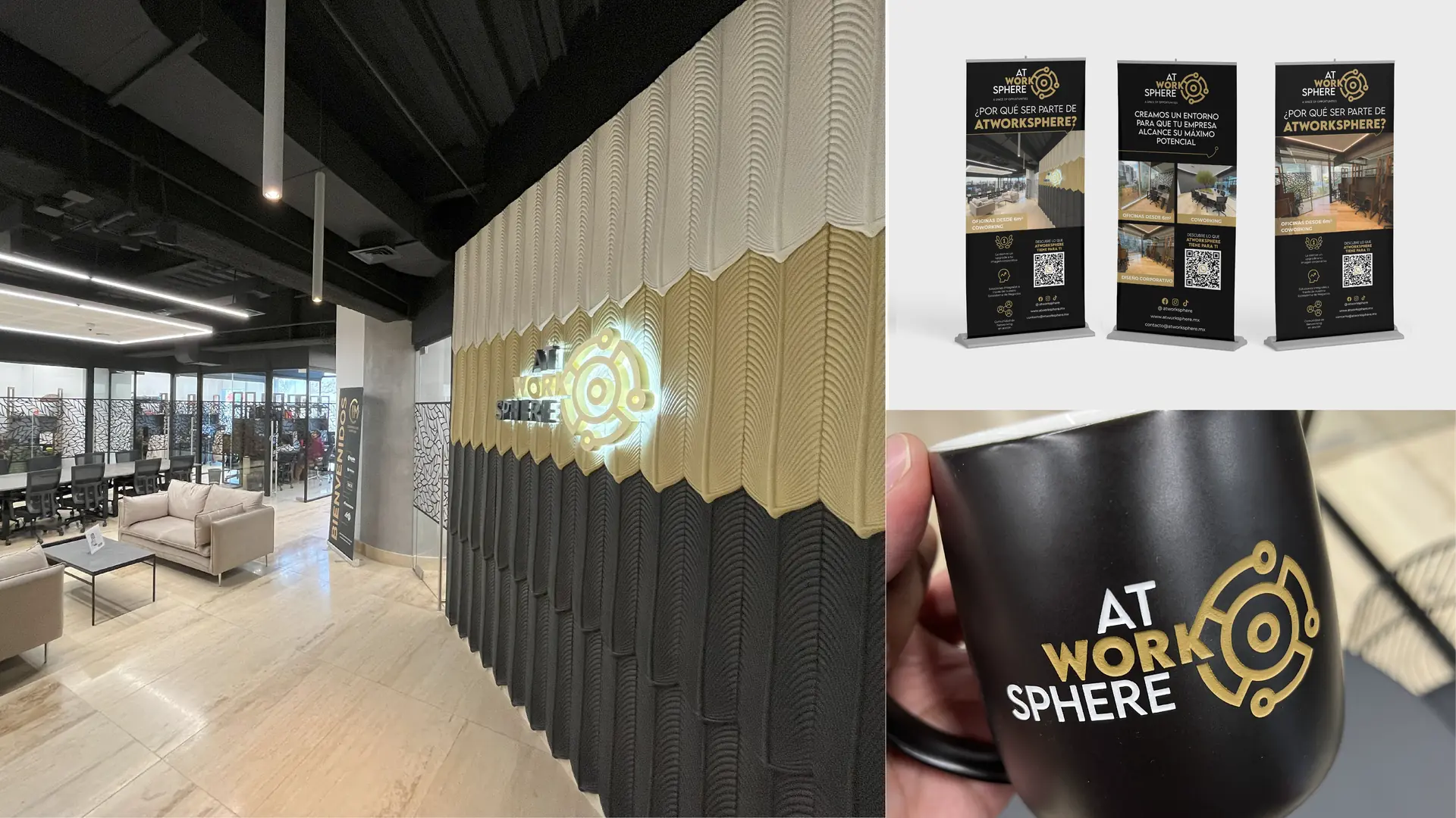 Branding y materiales para Atworksphere coworking